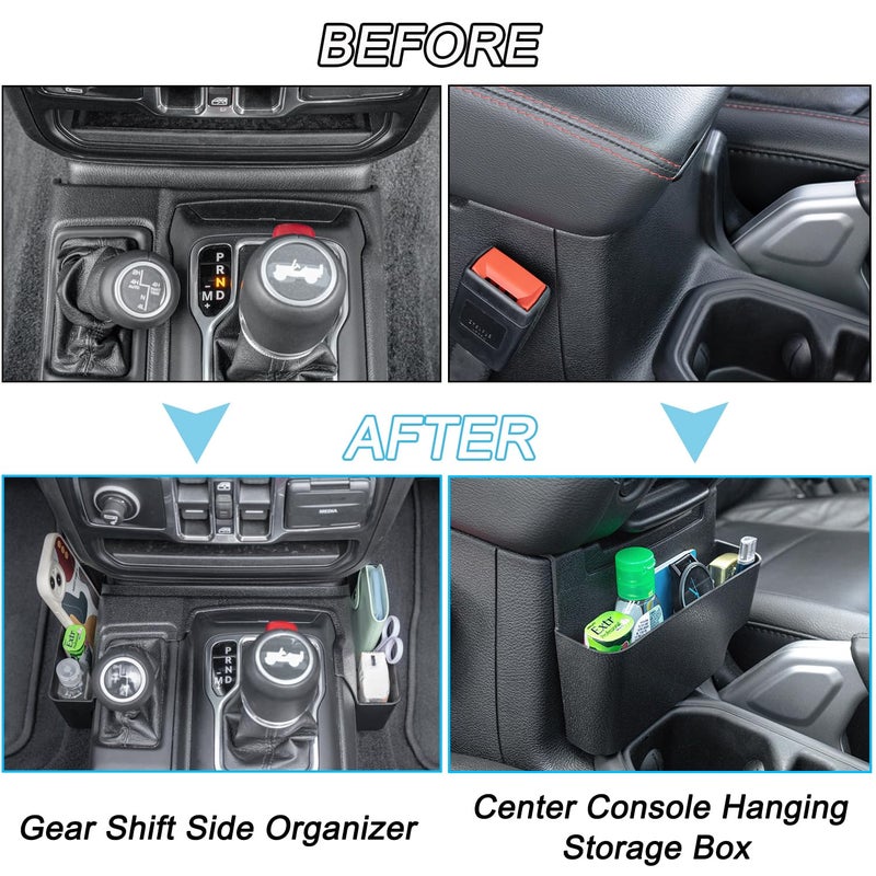 PIMCAR 2-Piece Upgrade Tray Organizer Set for Jeep Wrangler JL/JLU (2018-2025) & Gladiator JT (2020-2025) - Gear Shift Side and Center Console Hanging Storage Box, Durable Interior Accessories - Image 3